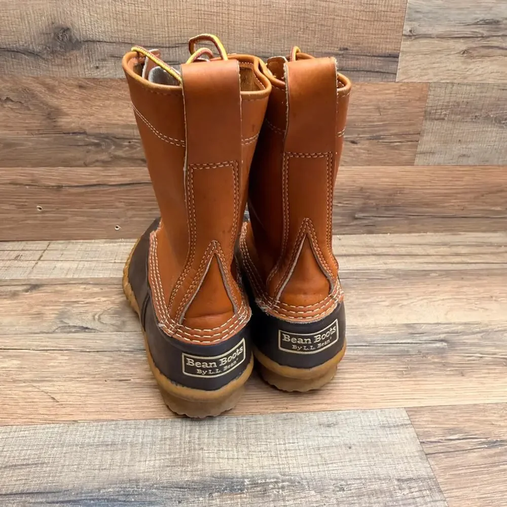 LL Bean Women's size 8 Brown Leather Lace Up Round Toe Winter Duck Boots